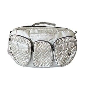 Lug Railcar Crossbody Tote Bag Metallic Silver Adjustable Removeable Strap RFID